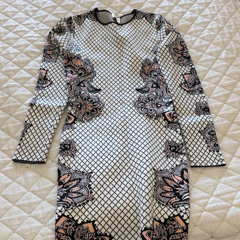 Torn by Ronny Kobo Black and White Floral Mini Dress
